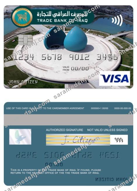 Iraq Trade Bank of Iraq visia classic card